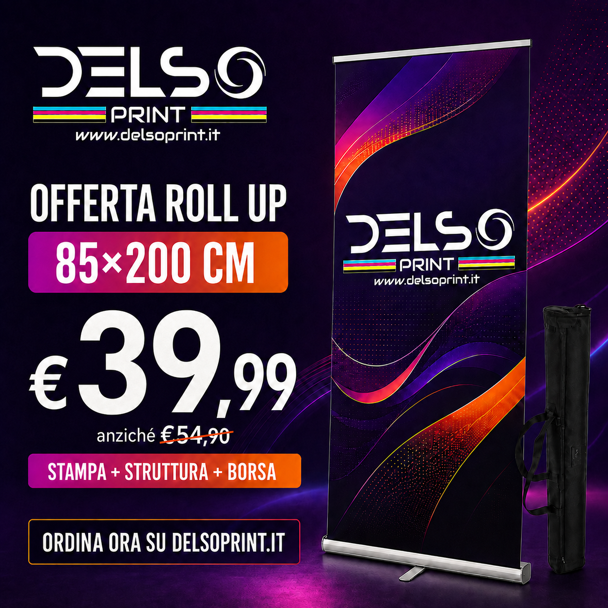 Offerta Roll Up personalizzato 85x200 a 39,99 euro